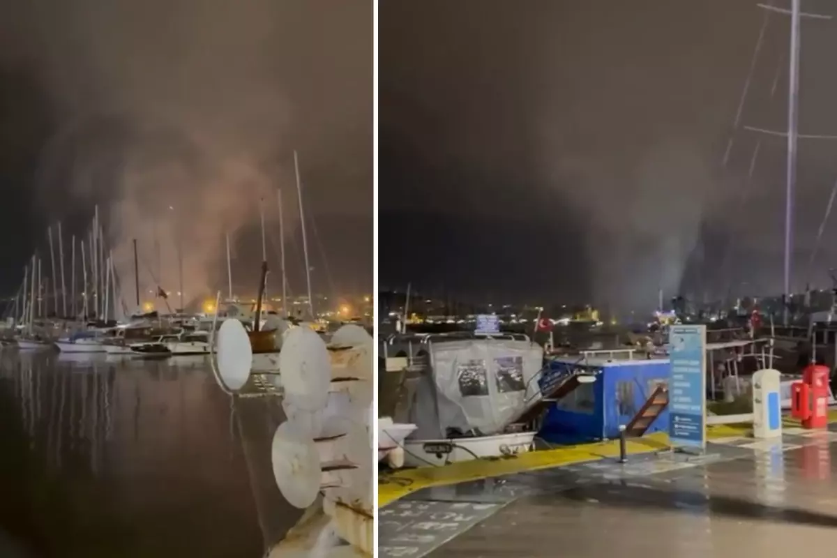 Bodrum'da hortum paniği anbean kamerada