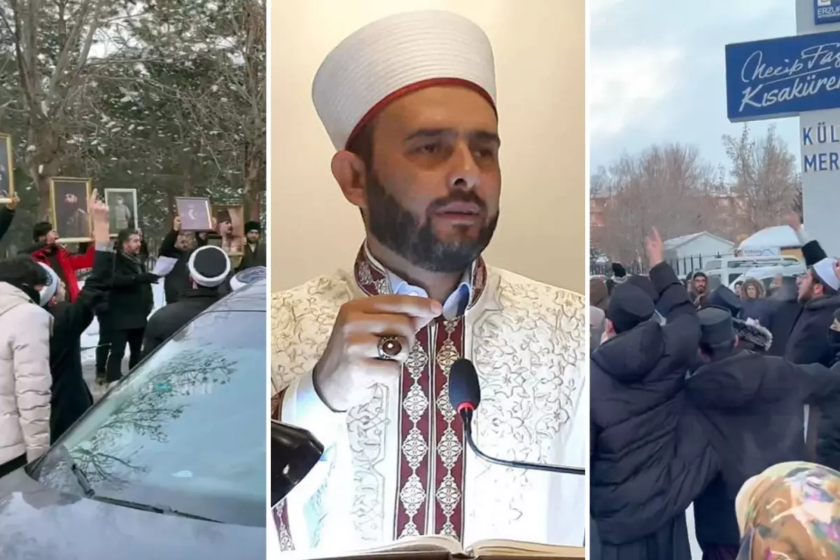 Halil Konakcı'ya büyük şok! Vaaz vermek için gittiği Erzurum'da protesto edildi