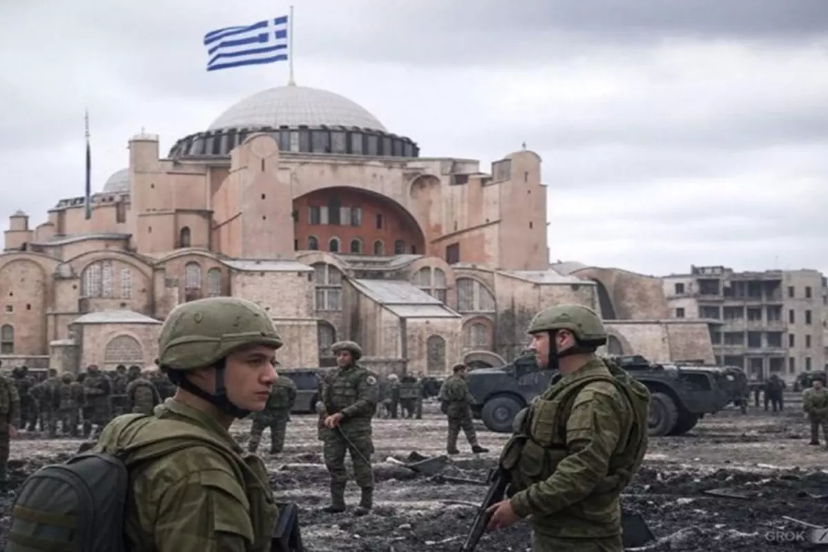 İngiliz liderden küstah paylaşım: Ayasofya üzerinde Yunan bayrağı