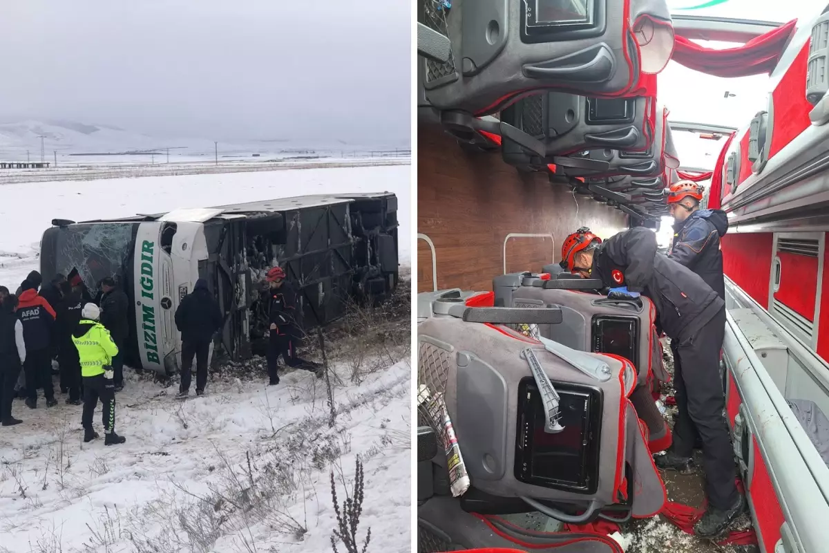 Kars'ta can pazarı! Yolcu otobüsü şarampole devrildi