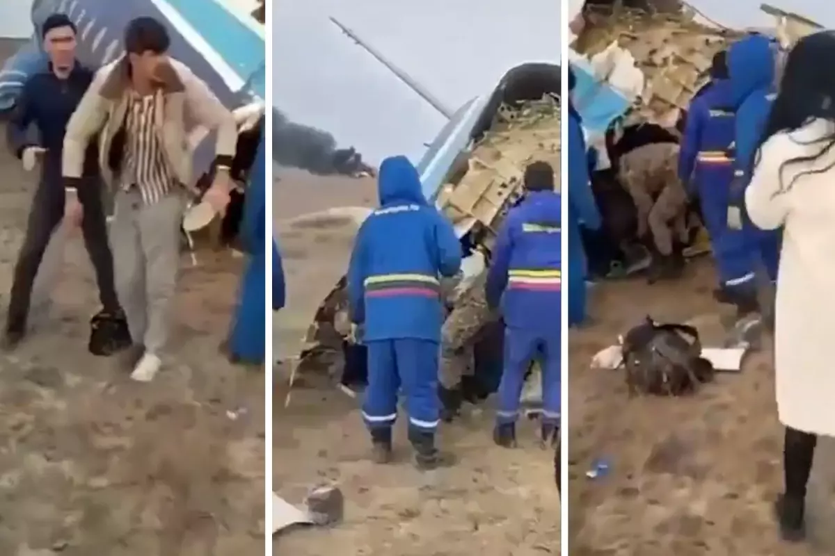 Kazakistan'da düşen uçaktaki yolcuların kurtarılma anı
