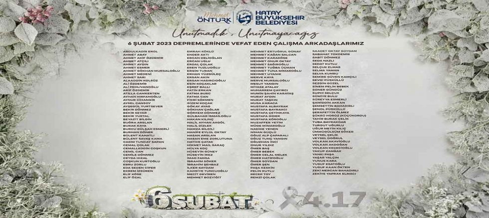 BAŞKAN ÖNTÜRK, DEPREM ŞEHİDİ HBB PERSONELLERİNİ ANDI