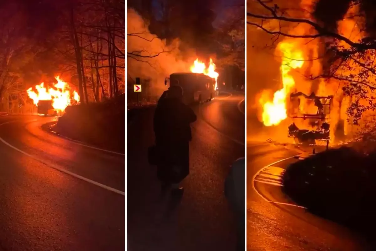 Sarıyer'de İETT otobüsü alev alev yandı