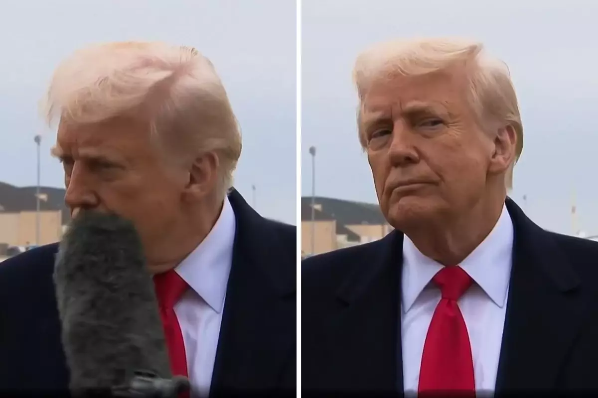 Trump'ın ağzına mikrofon çarptı! Önce durdu sonra muhabire ters ters baktı