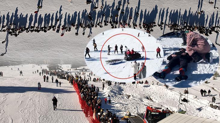 Uludağ'da izdiham yaşandı! 2 kayakçı çarpıştı